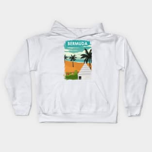 Bermuda Island Vintage Minimal Retro Travel Poster Kids Hoodie